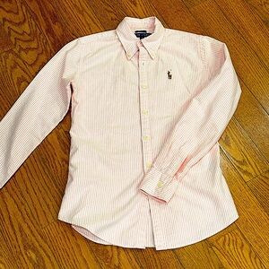 Women’s Pink Striped Polo Shirt, Slim Fit
